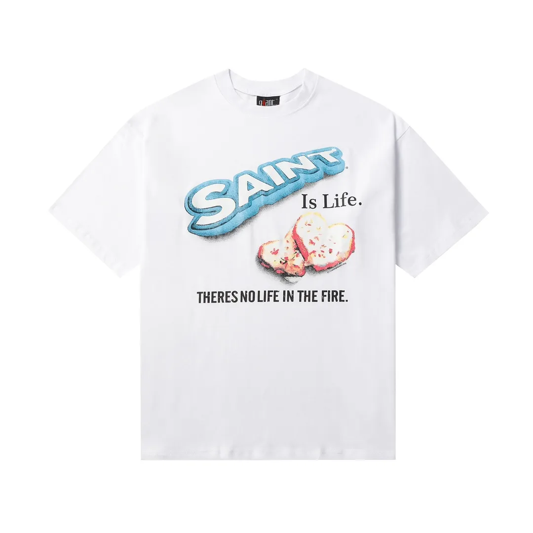 Saint Michael series craft drawing round neck short sleeves Style number: D3181P110 Color: White Size: S M L XL